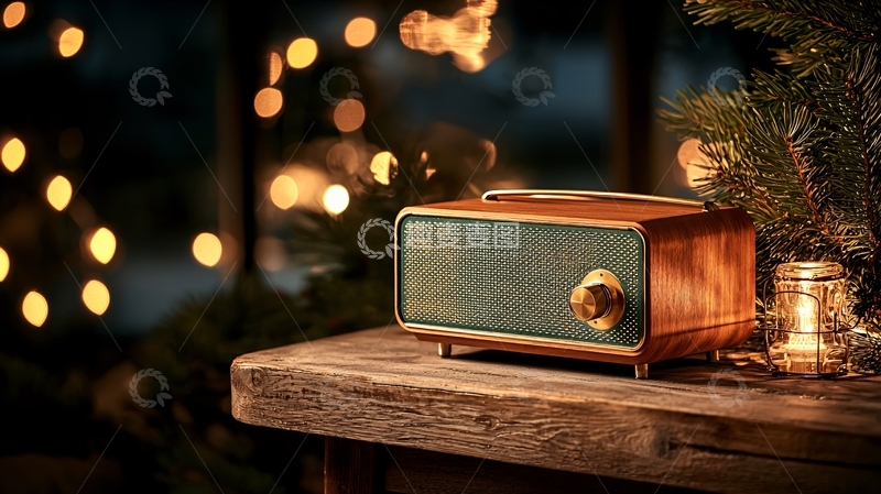 高清大图下载【趣麦麦图】复古收音机在木桌上