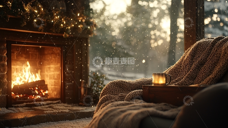 高清大图下载【趣麦麦图】壁炉旁的舒适冬日