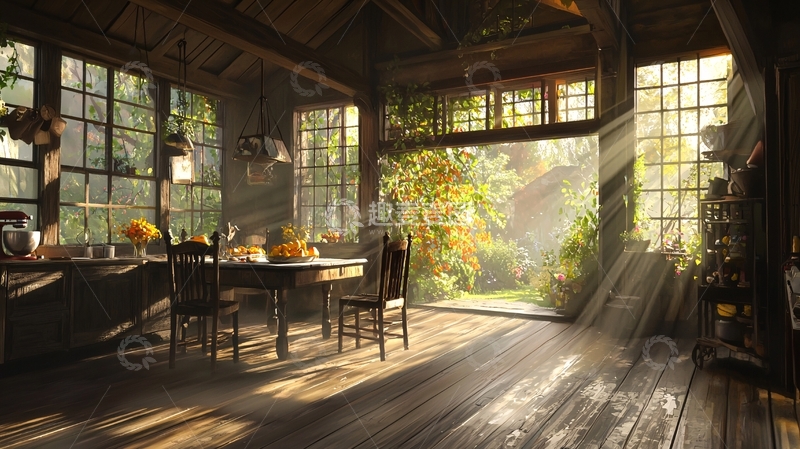 高清大图下载【趣麦麦图】室内阳光透过窗户照进