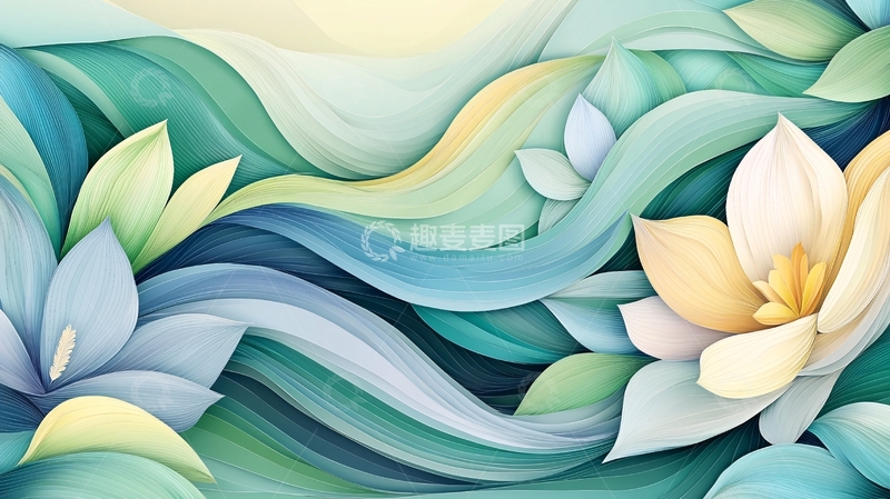 高清大图下载【趣麦麦图】抽象花卉水彩背景