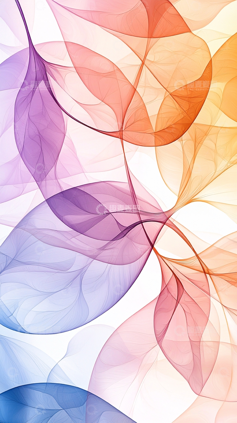 高清大图下载【趣麦麦图】半透明彩色叶片