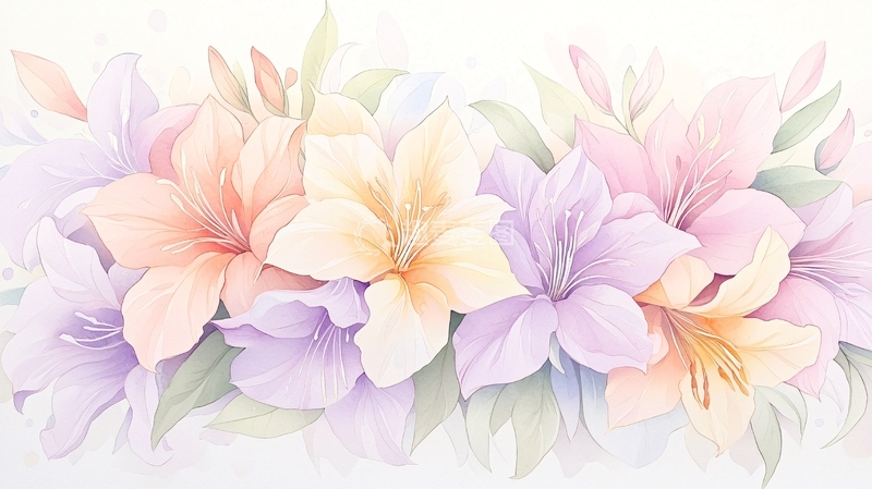 高清大图下载【趣麦麦图】水彩花卉清新淡雅图案