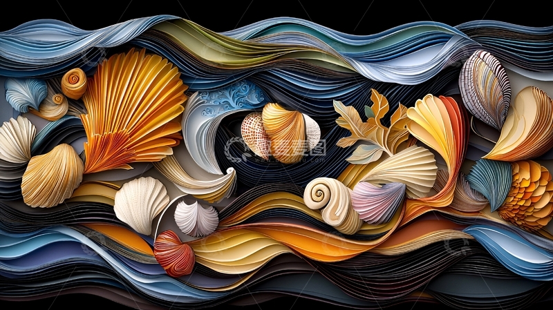 高清大图下载【趣麦麦图】海洋生物与水流交织
