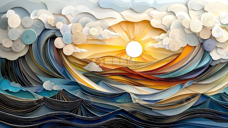 高清大图下载【趣麦麦图】波浪翻滚的太阳