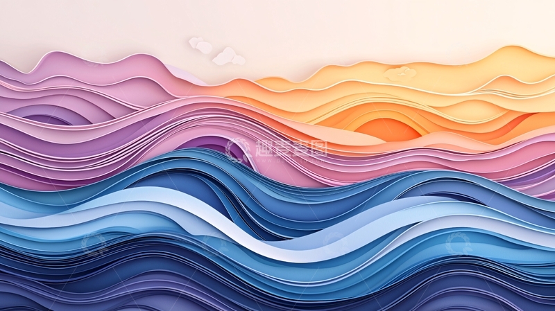 高清大图下载【趣麦麦图】彩色纸艺波浪图案
