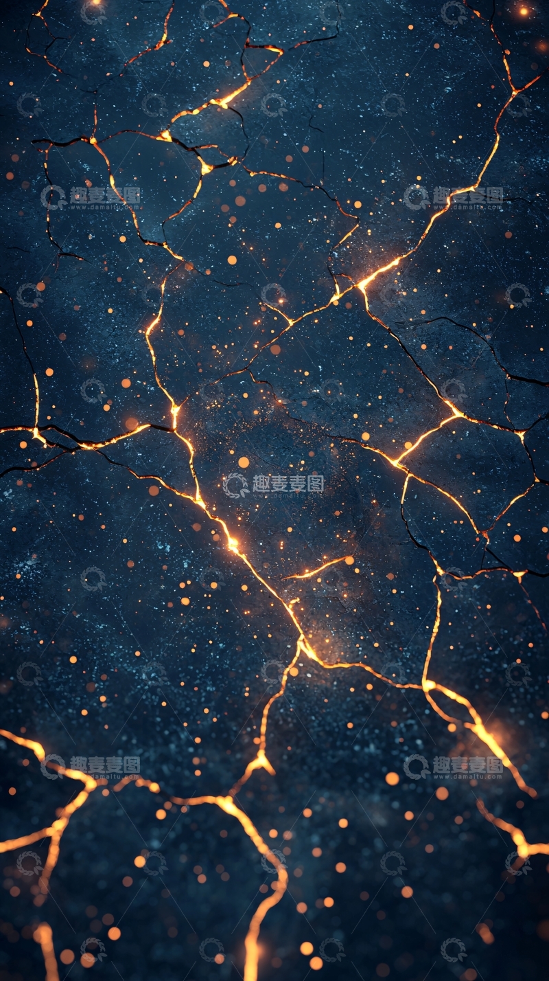 高清大图下载【趣麦麦图】岩石裂缝金色光芒