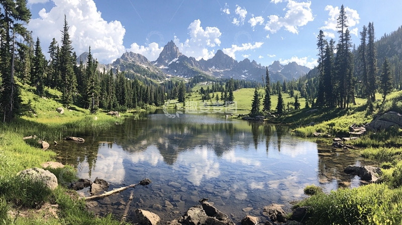高清大图下载【趣麦麦图】山水如画的宁静湖面