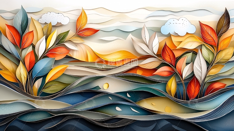 高清大图下载【趣麦麦图】抽象风景画高清图片