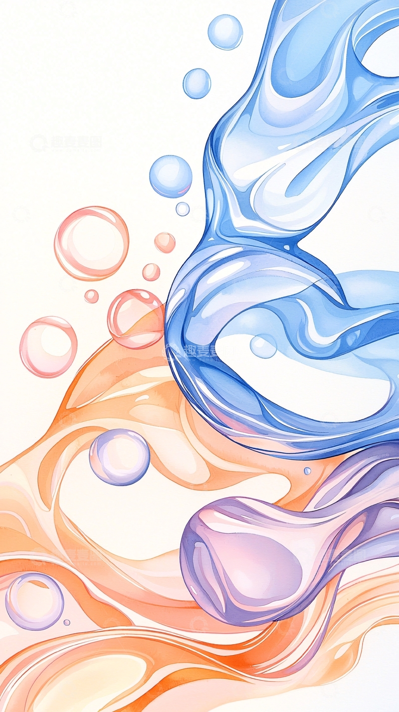 高清大图下载【趣麦麦图】水彩流体抽象图