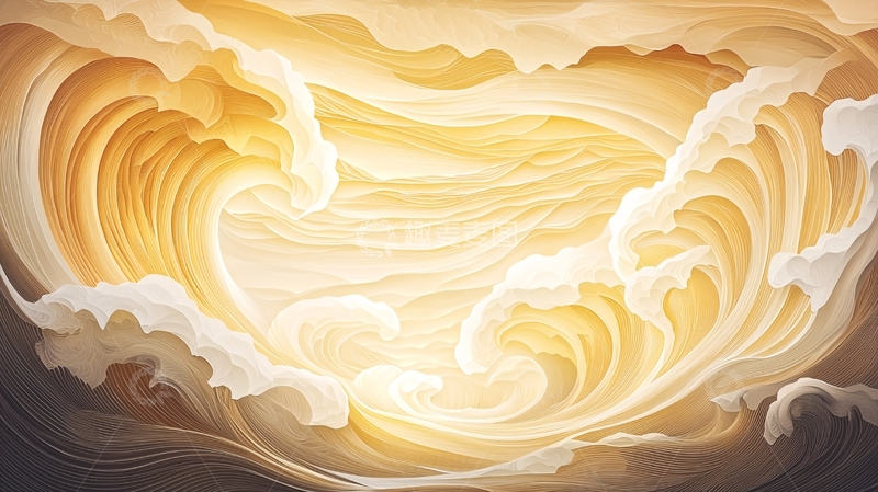 高清大图下载【趣麦麦图】金色光芒涌动波涛