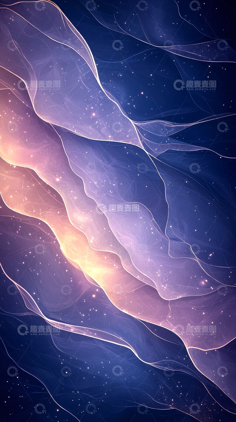 高清大图下载【趣麦麦图】梦幻紫色纱幔流动