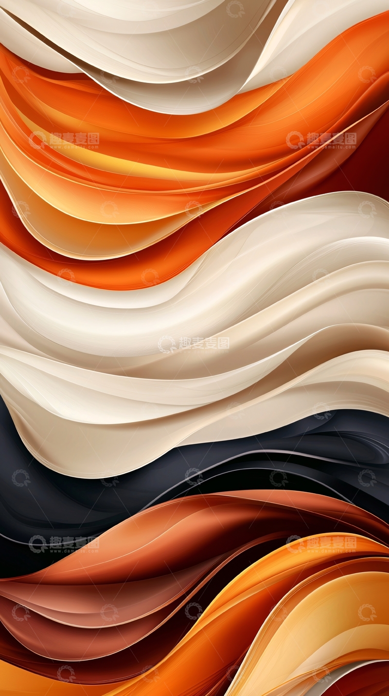高清大图下载【趣麦麦图】橙色米色黑色波浪层叠质感背景