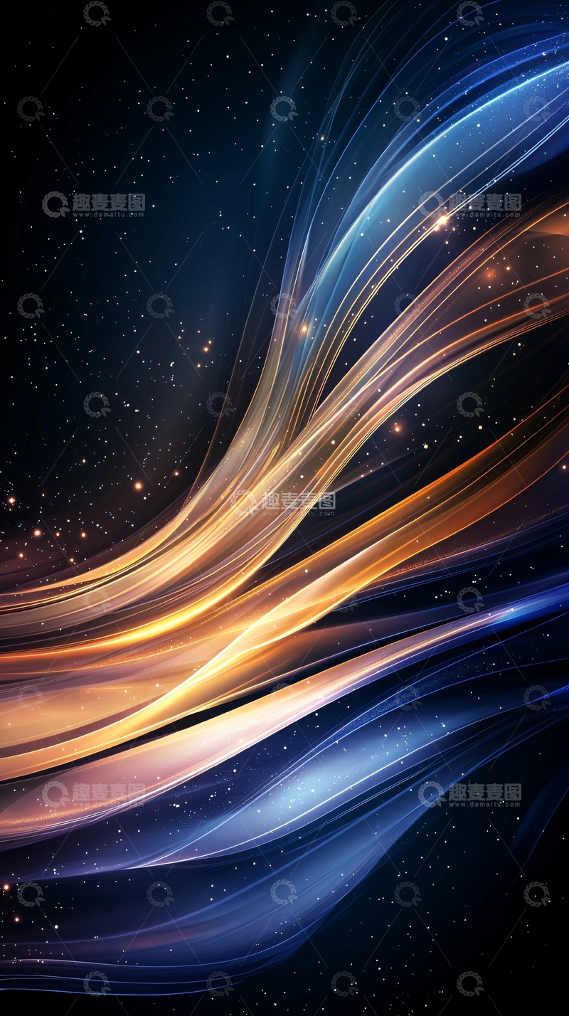 高清大图下载【趣麦麦图】抽象波浪星空背景