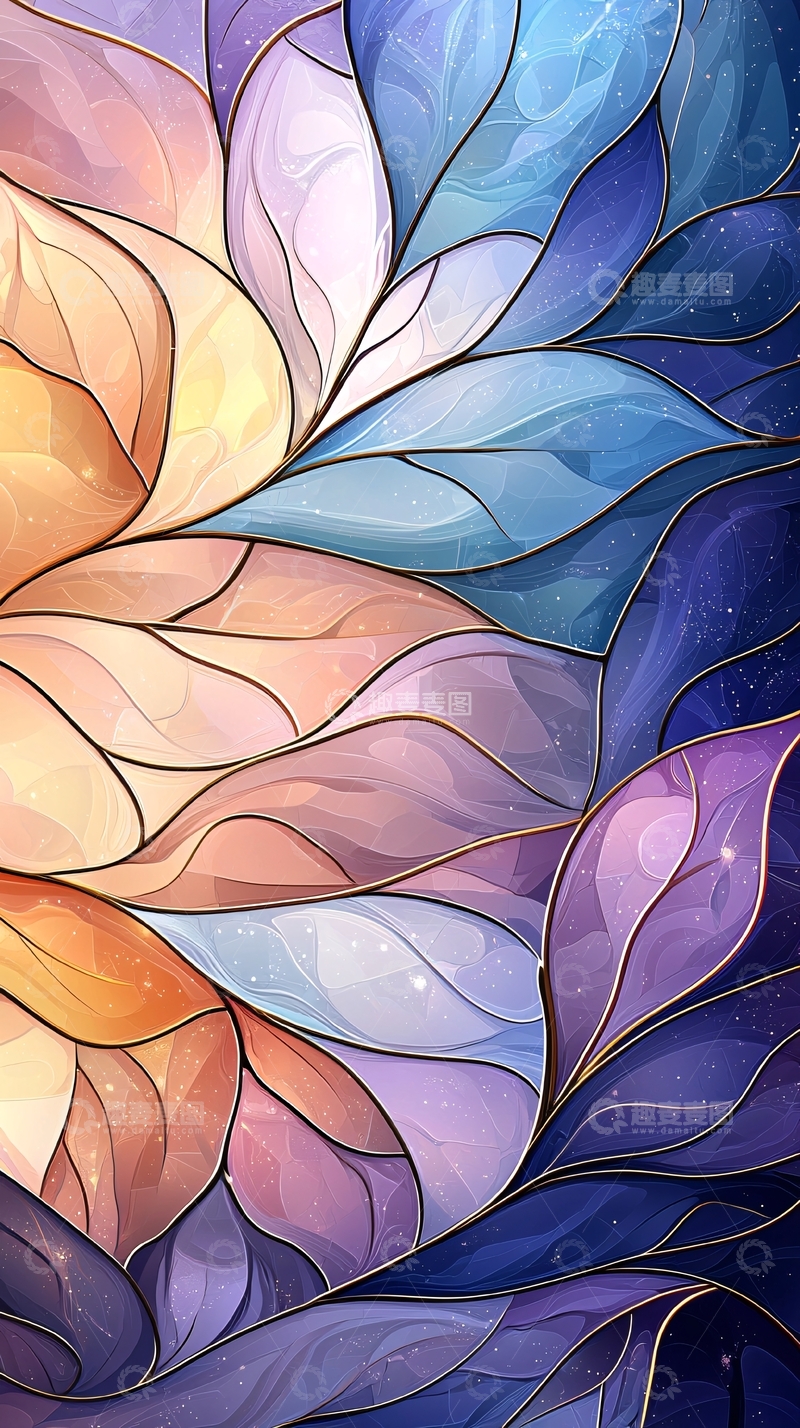 高清大图下载【趣麦麦图】抽象花瓣渐变色背景