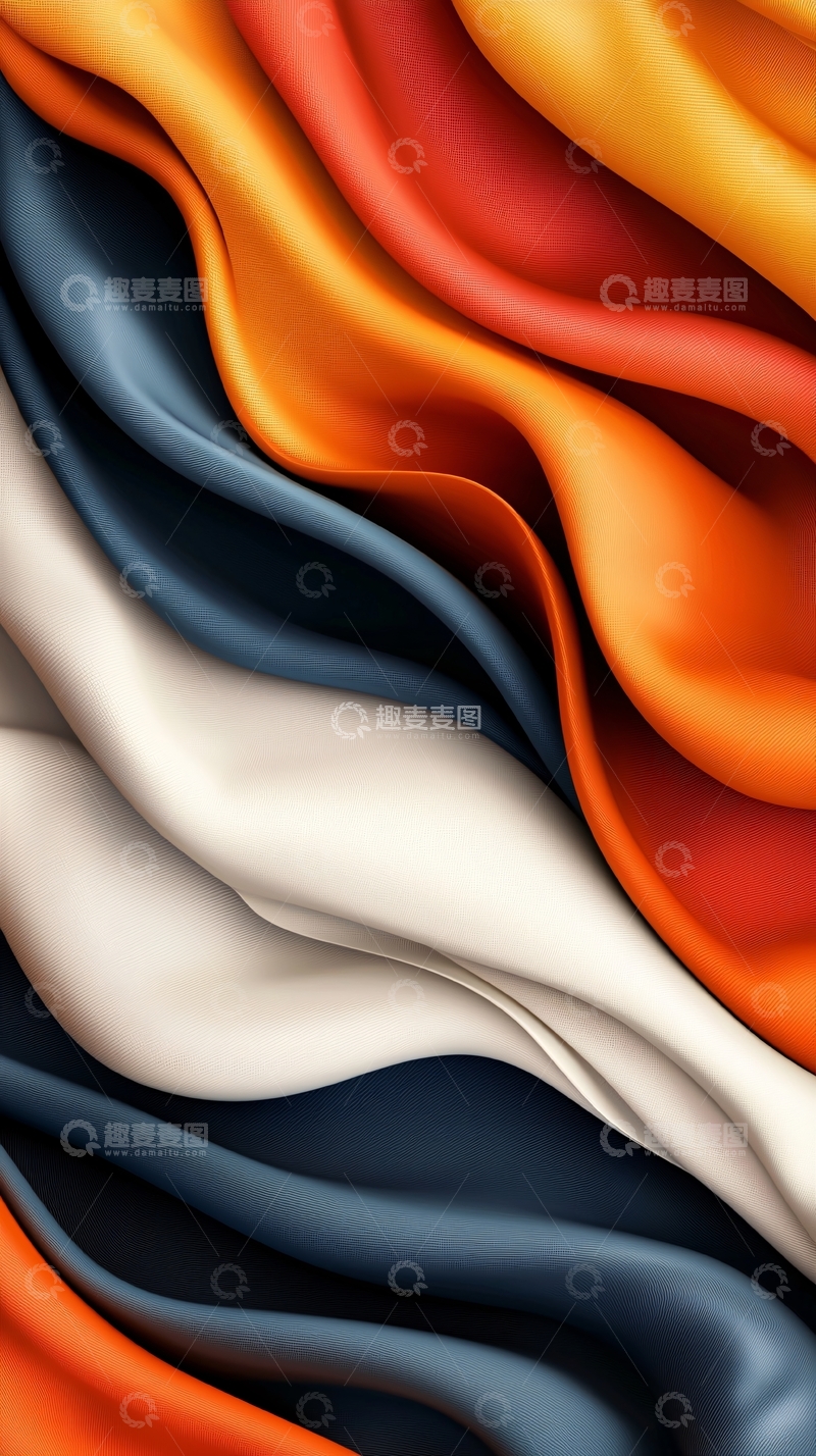 高清大图下载【趣麦麦图】彩色绸缎波浪纹理
