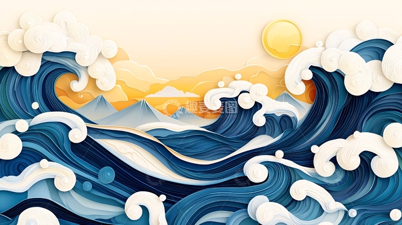 高清大图下载【趣麦麦图】海浪翻涌高清图片