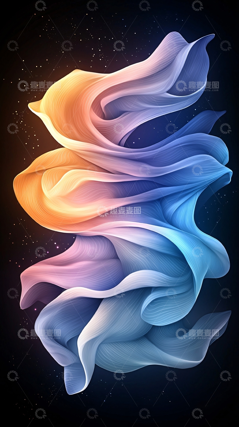 高清大图下载【趣麦麦图】渐变色丝绸飘带背景