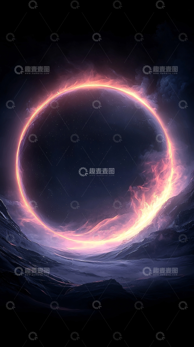 高清大图下载【趣麦麦图】燃烧光环下的暗黑风景