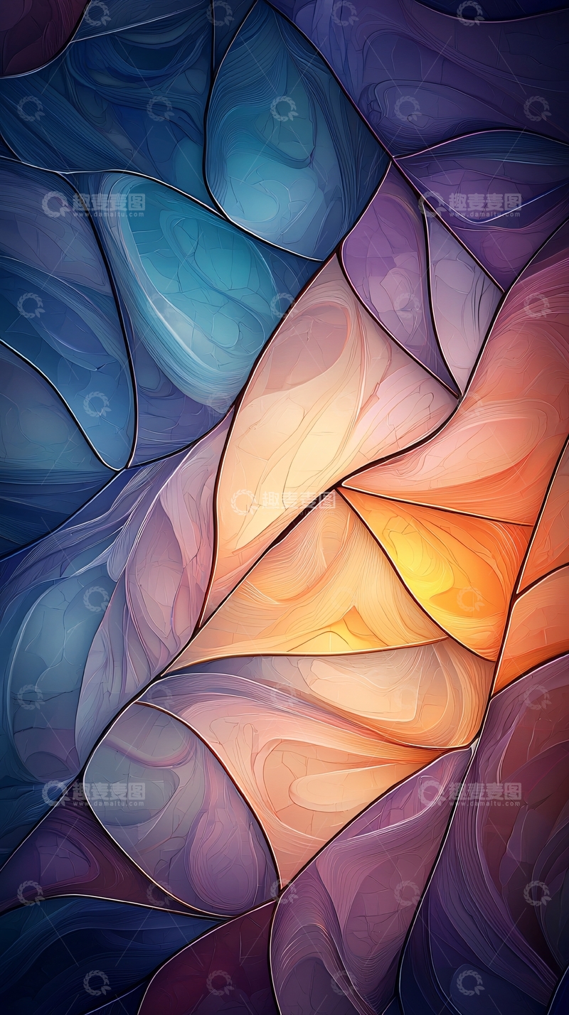 高清大图下载【趣麦麦图】抽象彩色玻璃图案