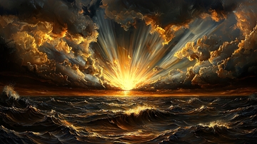 海上日出金光万丈