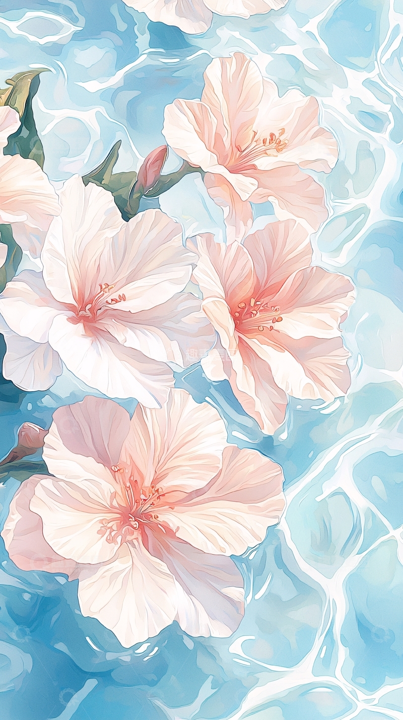 高清大图下载【趣麦麦图】水中花朵的唯美画面