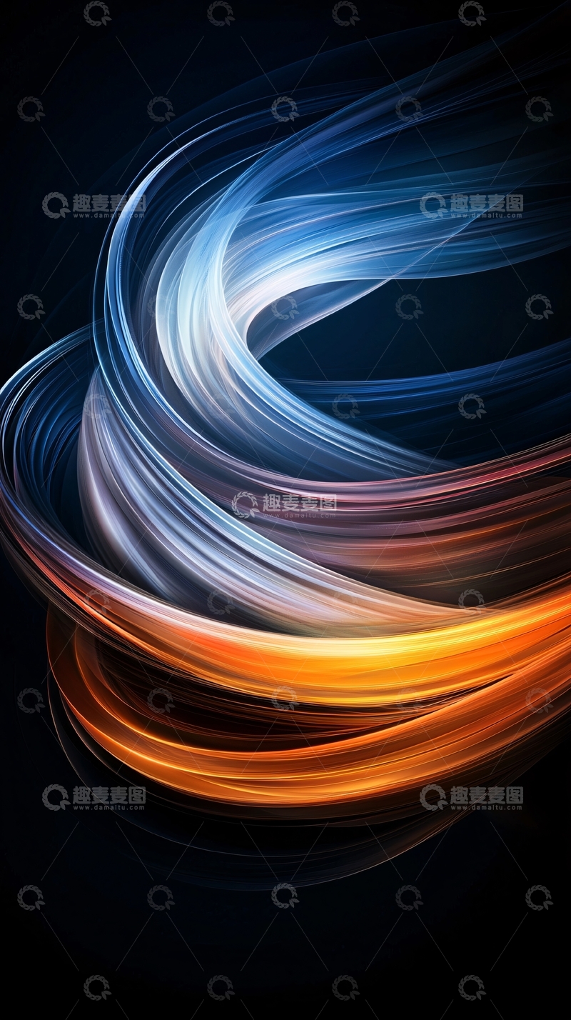 高清大图下载【趣麦麦图】蓝色橙色渐变流动线条
