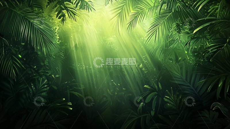 高清大图下载【趣麦麦图】热带雨林阳光穿透