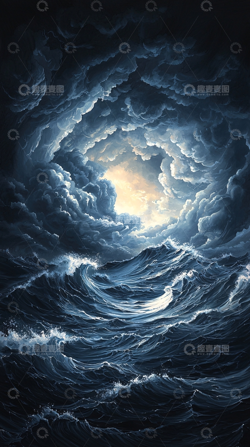高清大图下载【趣麦麦图】暴风雨下的海面