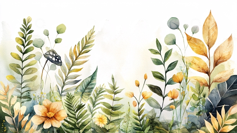 高清大图下载【趣麦麦图】水彩植物背景