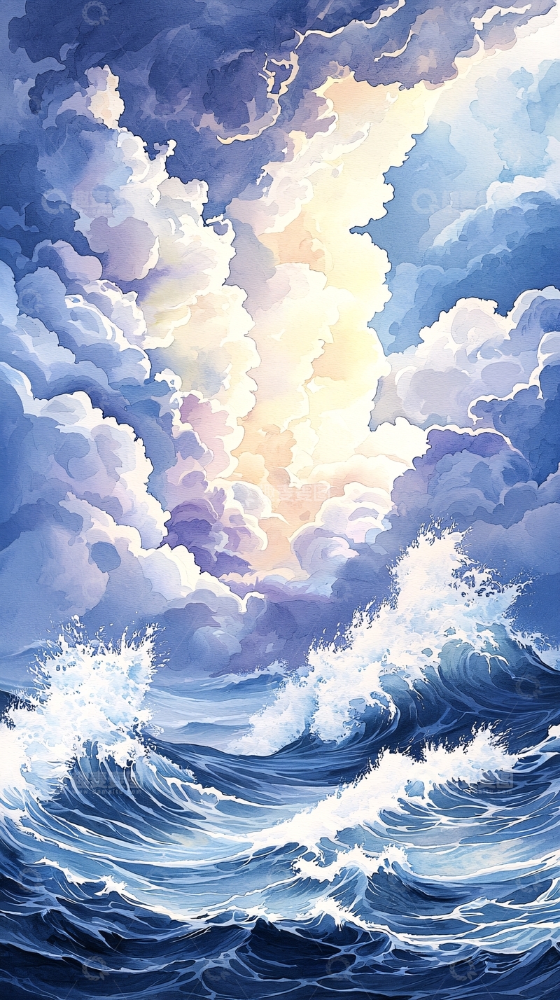 高清大图下载【趣麦麦图】海天交界云雾缭绕