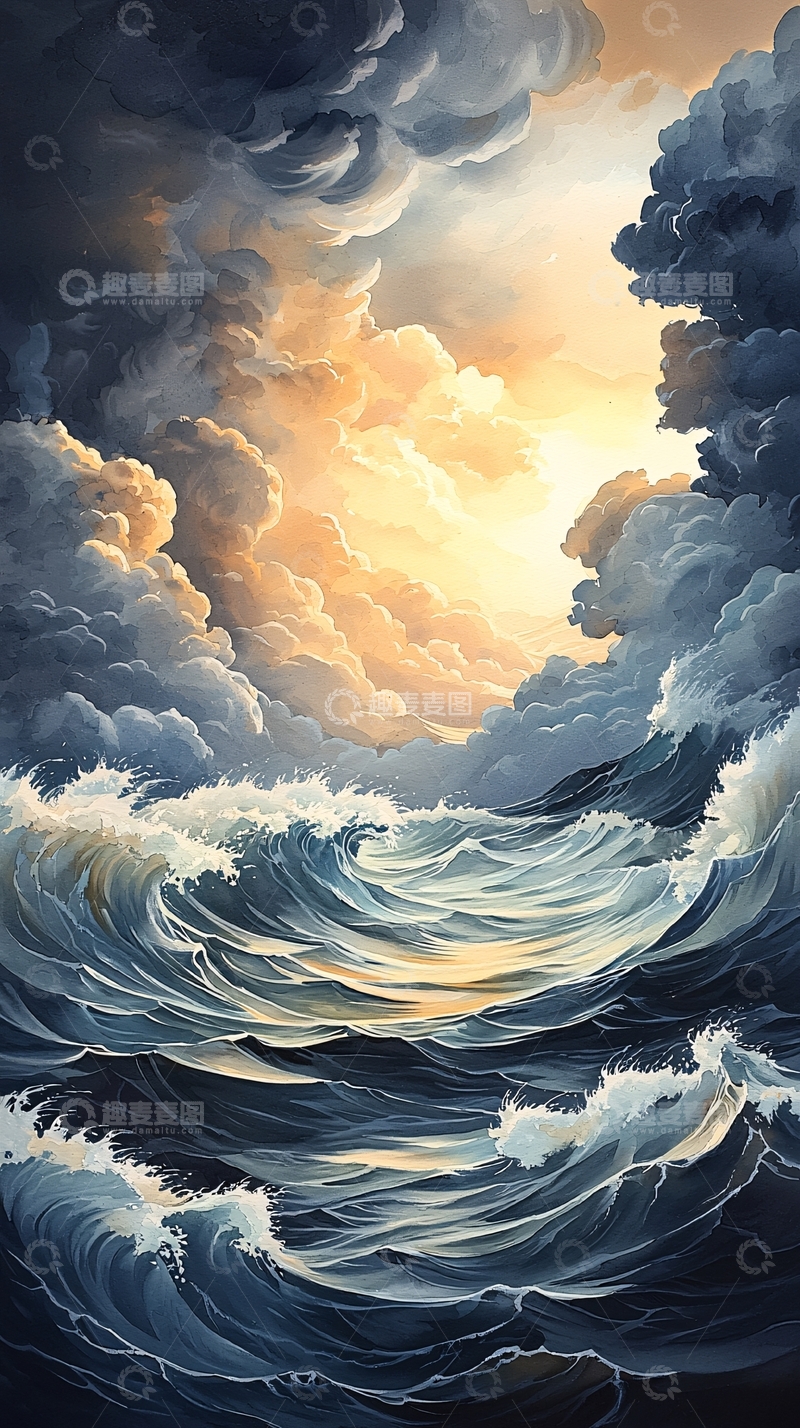 高清大图下载【趣麦麦图】暴风雨前的海面