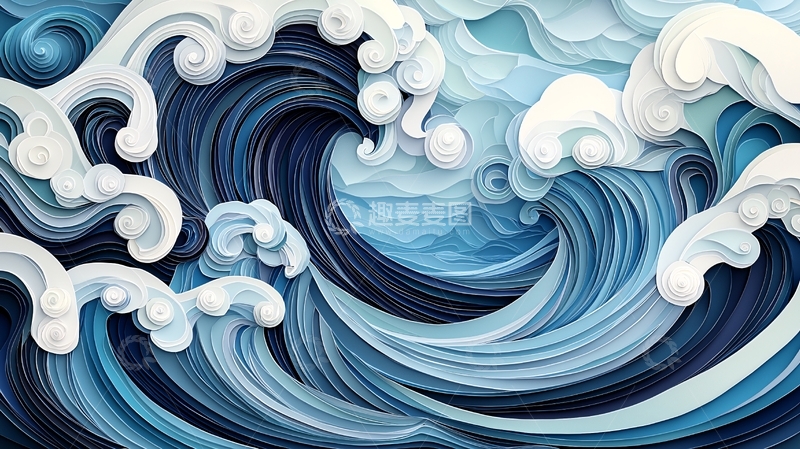 高清大图下载【趣麦麦图】蓝色波涛汹涌的海洋