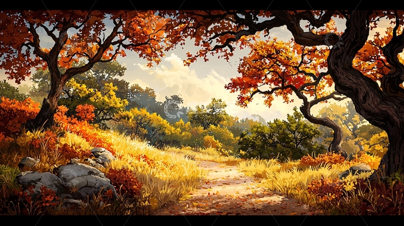 高清大图下载【趣麦麦图】秋日森林小路风景