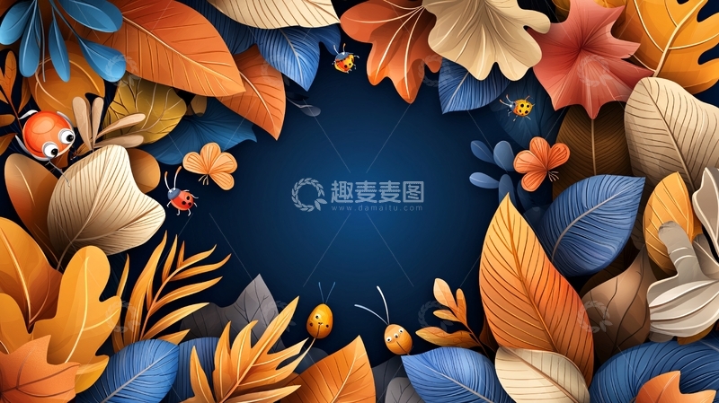 高清大图下载【趣麦麦图】秋季落叶缤纷背景