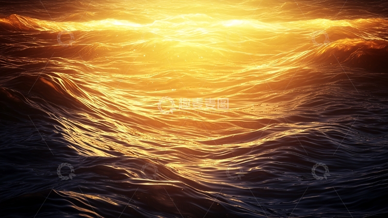 高清大图下载【趣麦麦图】波光粼粼的金色海面