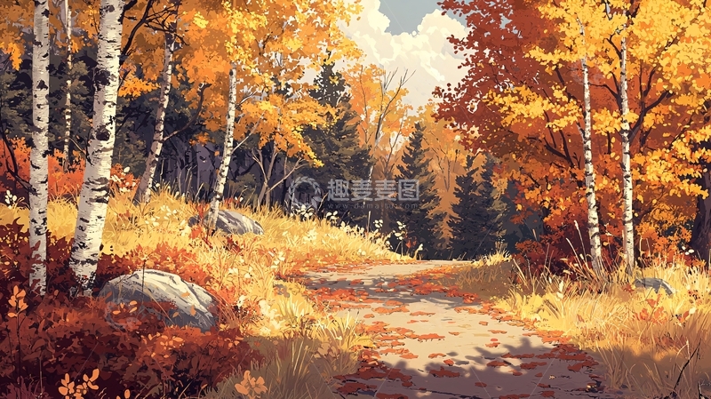 高清大图下载【趣麦麦图】秋日森林风景如画