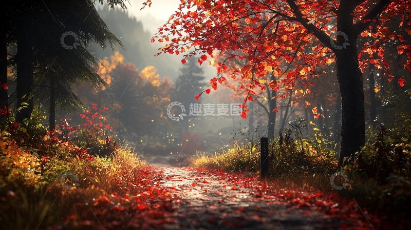 高清大图下载【趣麦麦图】秋日森林小路