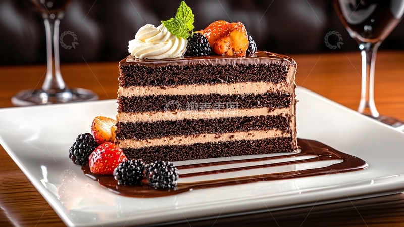 高清大图下载【趣麦麦图】精致巧克力蛋糕切块