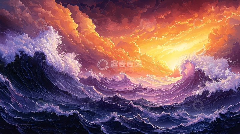 高清大图下载【趣麦麦图】狂风暴雨下的海浪