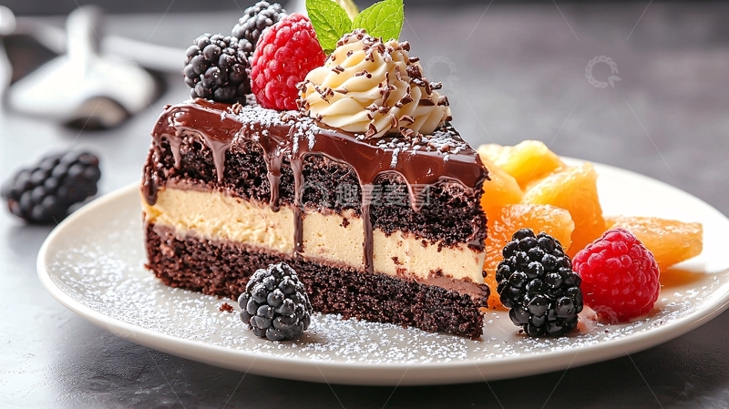 高清大图下载【趣麦麦图】巧克力蛋糕切块