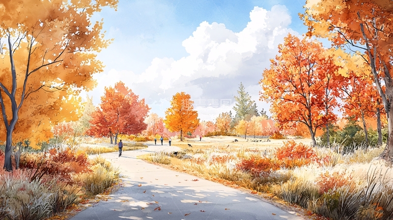 高清大图下载【趣麦麦图】秋日阳光下公园美景
