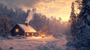 雪地里的温馨小屋