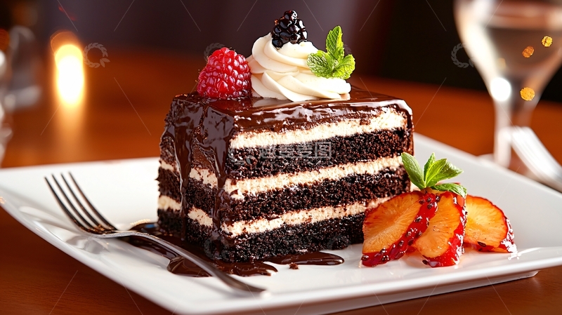 高清大图下载【趣麦麦图】美味巧克力蛋糕特写