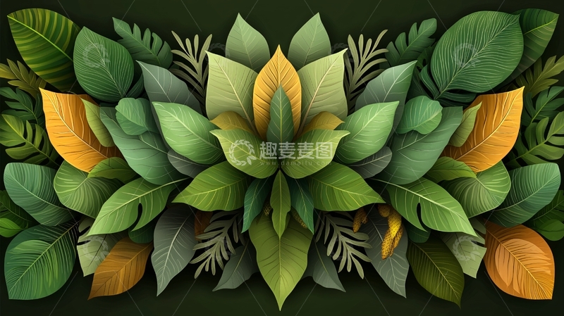 高清大图下载【趣麦麦图】绿色叶片图案