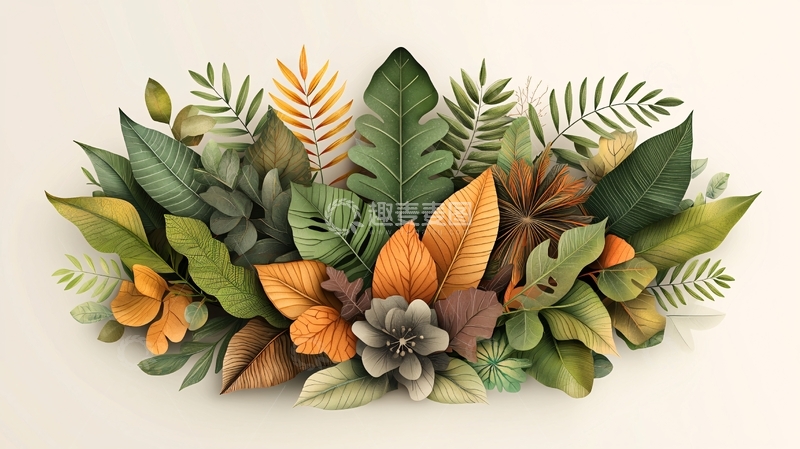 高清大图下载【趣麦麦图】植物叶子创意排布