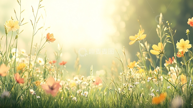 阳光下的浪漫花田