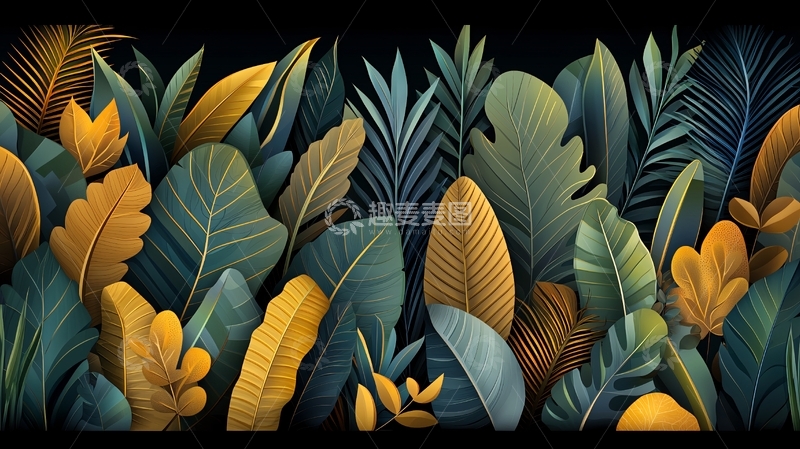 高清大图下载【趣麦麦图】茂密的彩色叶子背景