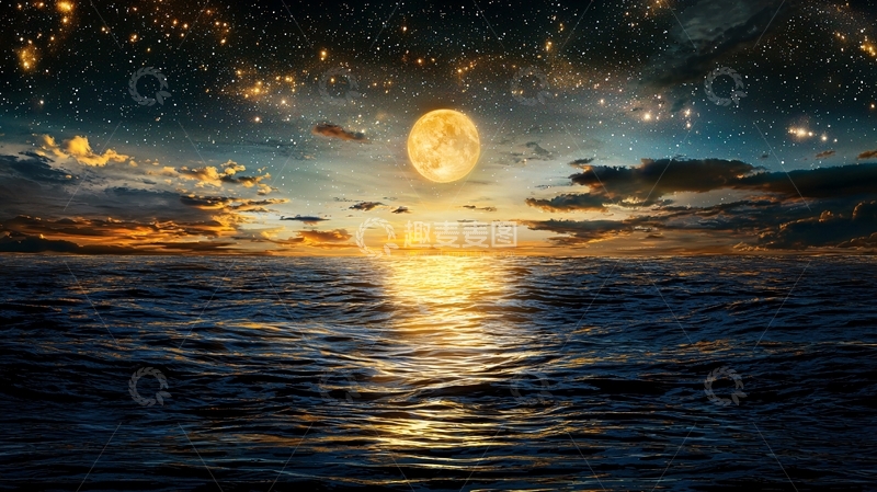 高清大图下载【趣麦麦图】海上明月夜高清图片
