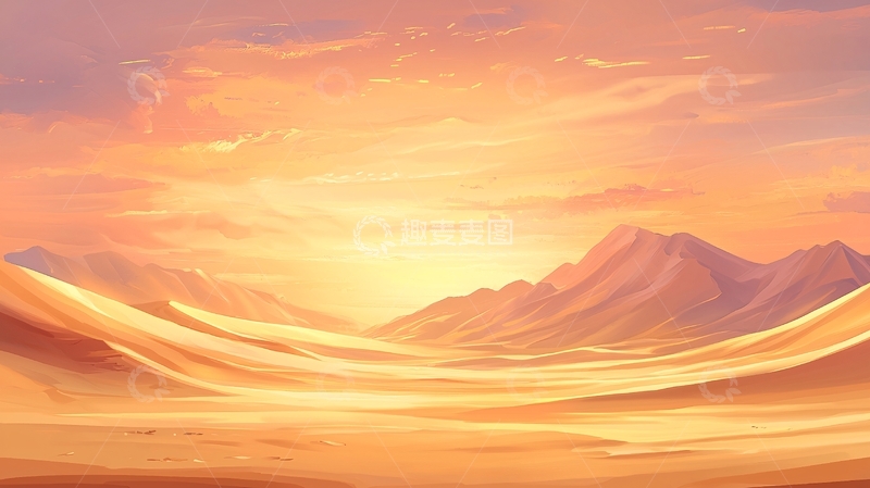 高清大图下载【趣麦麦图】金色阳光下的沙漠山脉
