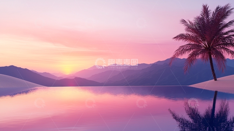 高清大图下载【趣麦麦图】唯美日落海滩风景
